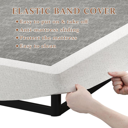 Queen Size Box Springs - 5 Inch Low Profile Mattress Foundation No Noise Heavy Duty Metal Basics Bed Base with Clean Fabric Cover, Easy Assembly3