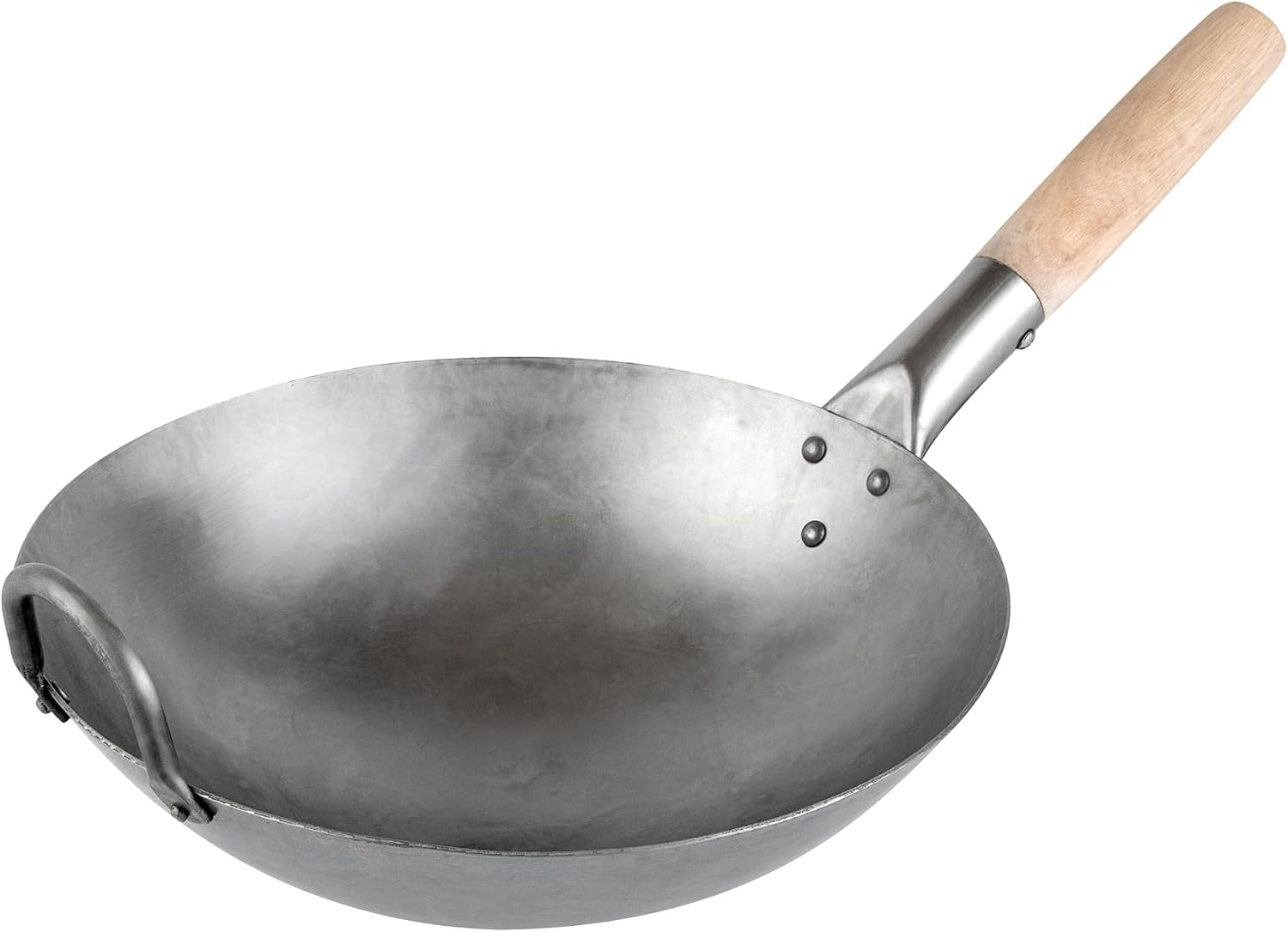 carbon-steel-wok-1-pack-of-12-inch-heavy-duty-stir-fry-pan-silver-hand-hammered-wok-efficient-maneuvering-steel-helper-handle-uniform-heat-distribution-asian-cooking