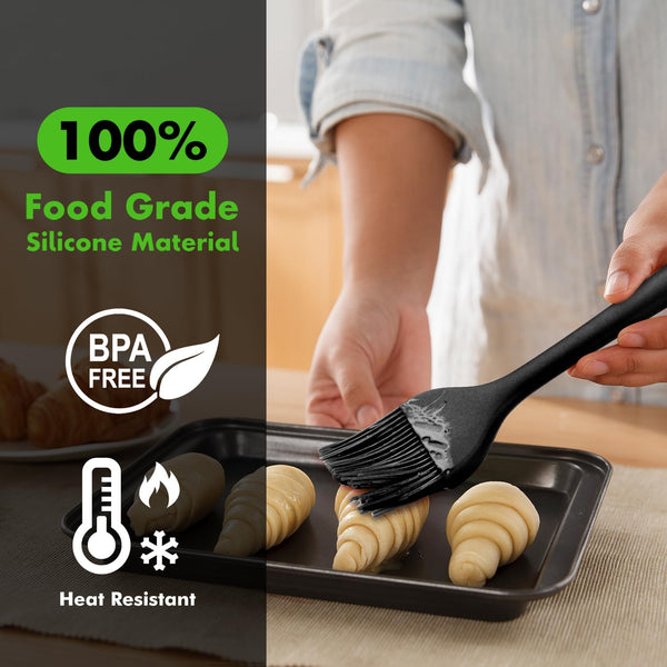600℉ Heat Resistasnt Basting Brushes, BPA Free Silicone Pastry Brush, Spread Oil Butter Sauce Marinades for BBQ Grill Barbecue Baking Kitchen Cooking Dishwasher Safe (Black 2)3