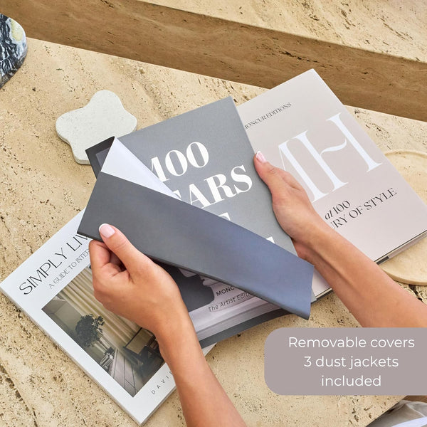 Decorative Coffee Table Books for Home Décor Accents Bookshelf Decor with Real Blank Pages and Removable Covers Set of 3 Mid Century Modern Fake Books for Decoration Room Decor Aesthetic2