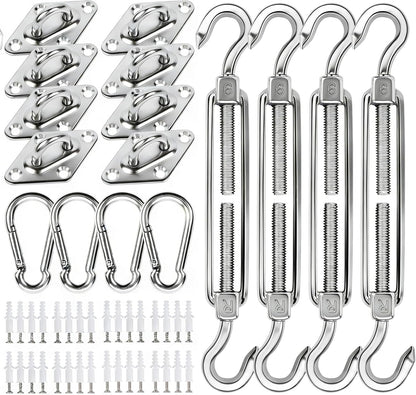 80Pcs Shade Sail Hardware Kit 6 Inch for Triangle Rectangle Sun Shade | Sun Shade Hardware Kit, 304 Grade Stainless Steel Turnbuckles & Brackets for Outdoor Patio Shade Canopy Tarp1