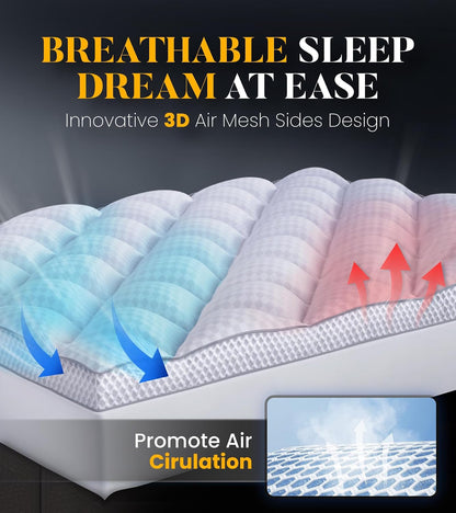 3 Inch Ultra-Fluffy Memory Foam Mattress Topper Queen for Back Pain, Soft Comfy Pillow Top Queen Mattress Topper with 4X Support, Mattress Pad with Breathable Air Mesh Sides, 6-21'' Deep Pocket4