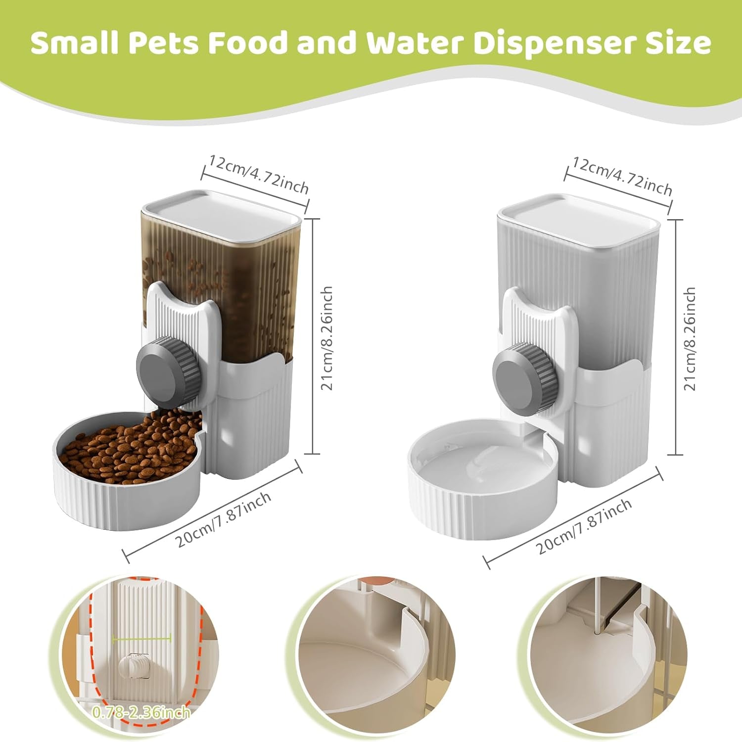 hanging-cage-automatic-small-pet-food-bowl-water-bottle-dispenser-1l-auto-gravity-pet-feeder-and-waterer-set-kennel-feeding-station-crate-feeder-dish-for-rabbit-puppy-cats-ferret-grey