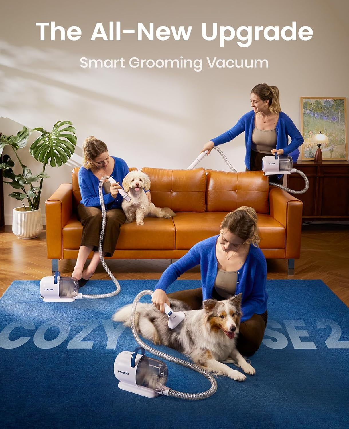 oneisall-dog-grooming-vacuum-kit-with-6-tools-powerful-15000pa-suction-clippers-trimmer-nail-grinder-59db-2l-large-canister-easy-to-clean-empty