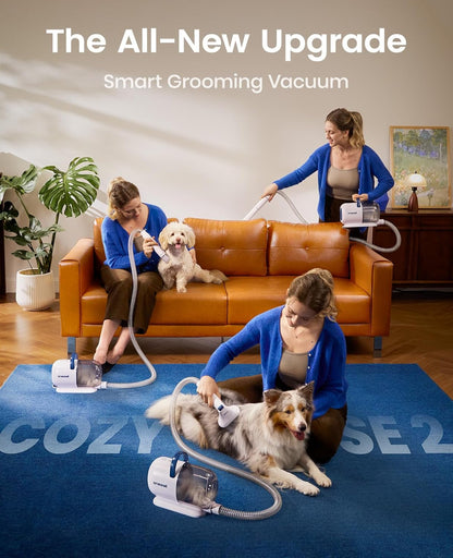 Oneisall Dog Grooming Vacuum Kit with 6 Tools | Powerful 15000Pa Suction, Clippers, Trimmer & Nail Grinder ≤59Db, 2L Large Canister, Easy to Clean & Empty2