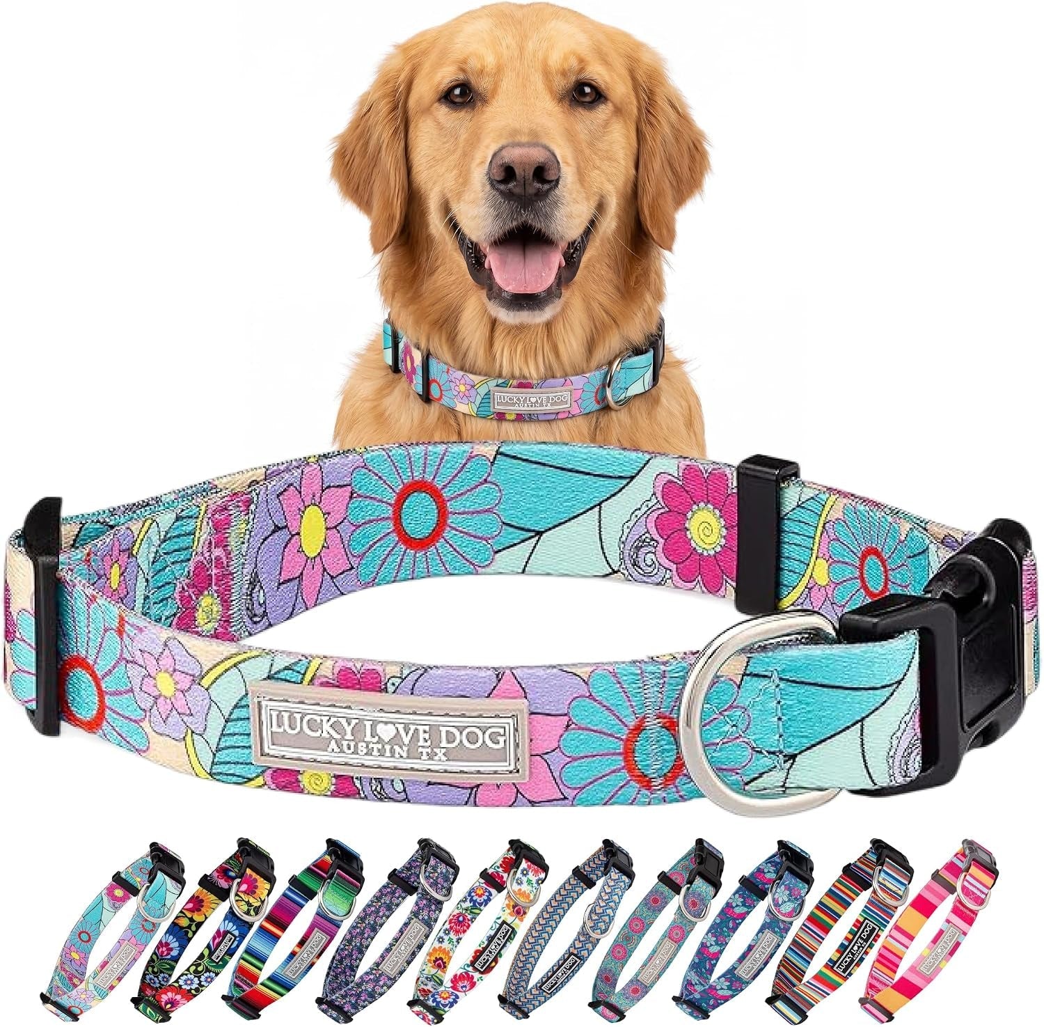 lucky-love-dog-easy-click-buckle-dog-collar-with-leash-set-combo-durable-comfortable-for-male-female-dogs-pet-collar-for-medium-dogs-secure-fit-blackbird-combo-medium