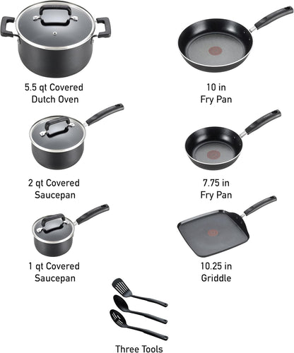 Signature Nonstick Pots and Pans Set 12 Piece, Oven Broiler Safe 350F, Kitchen Cookware Set W/Fry Pans, Saucepans, Saute Pan, Dutch Oven, Griddle, Kitchen, Home, Dishwasher Safe, Black2