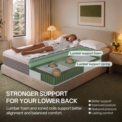 Queen Size Mattress 12 Inches Medium Firm Hybrid, Undisturbed Sleep | Breathable Hybrid Comfort with Responsive Support, Motion Isolation, Reinforced Edges, and Certipur-Us Certified Foam.5