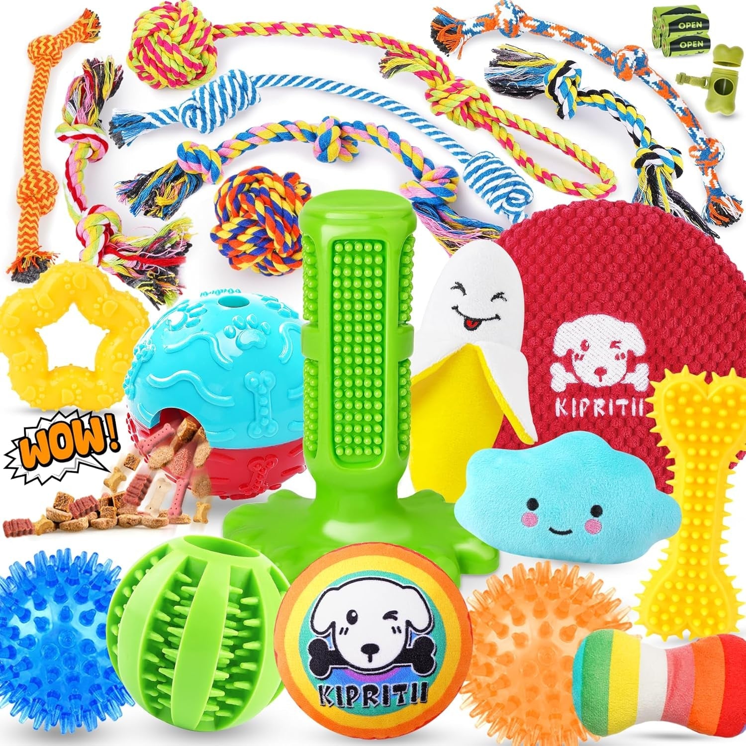 kipritii-25-pack-various-dog-toys-set-ideal-for-teething-entertainment-interactive-play-includes-puppy-toys-rope-toys-treat-balls-and-squeaky-dog-toys
