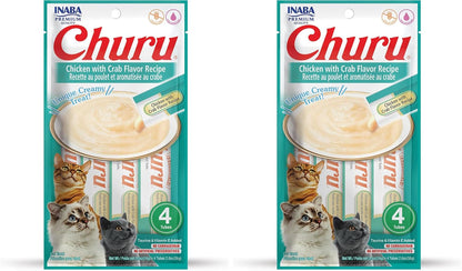 INABA Churu Cat Treats, Grain-Free, Lickable, Squeezable Creamy Purée Cat Treat/Topper with Vitamin E & Taurine, 0.5 Ounces Each Tube, 4 Tubes, Tuna with Salmon Recipe33