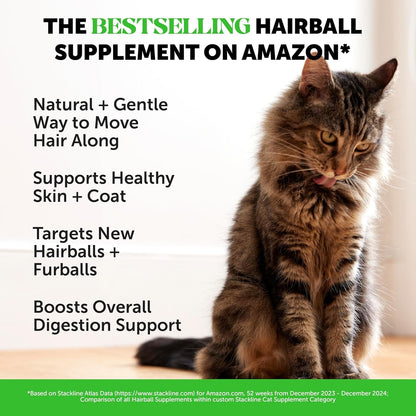 Cat Hairball Remedy Treats - Dual Texture Crunchy Creamy Hairball Treatment for Cats, Furball Relief Control Supplement with Fiber, Fish Oil for Indoor Cats Skin Coat Digestion (30-Day Supply)2