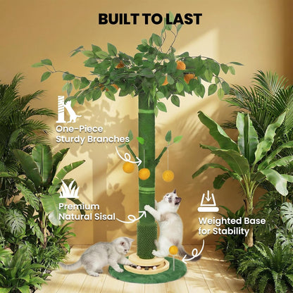 46" Extra Tall Cat Scratching Post for Large Cats, Sisal Rope | Heavy Duty Vertical Sisal Scratcher & Stable Climbing Pole with Hanging Ball, Tall Post for Adult Cats Full Body Stretch8