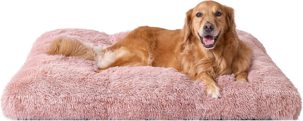 EHEYCIGA Fluffy Dog Crate Bed for Extra Large Dogs, Plush Faux Fur Pad, Calming anti Anxiety XL Bed for Crate, Washable Soft Warm Dog Mat with Non-Slip Bottom, Grey68