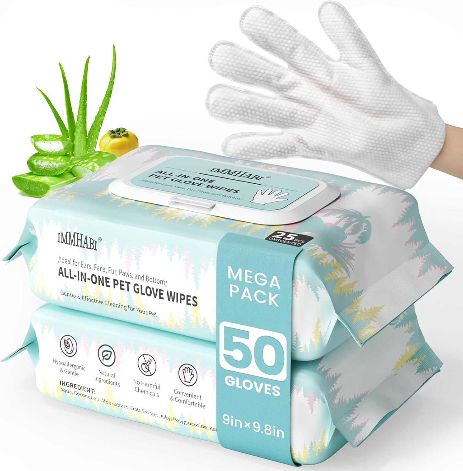 immhabi-50-count-cleaning-deodorizing-pet-glove-wipes-for-dogs-cats-hypoallergenic-dog-bath-wipes-with-natural-deodorizer-persimmon-tannin-pet-bathing-wipes-for-horse-coat-care-coconut-scent