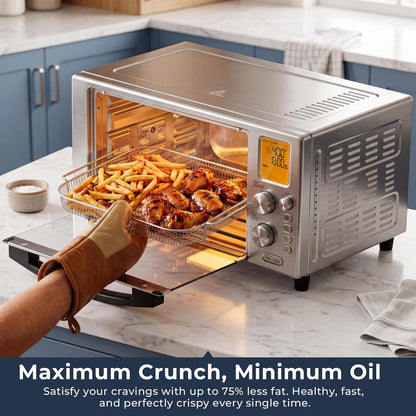 23 QT Air Fryer Toaster Oven, 12-In-1 Convection Oven Countertop | Airfry, Toast, Rotisserie, Dehydrate, Pizza, Bagel, Bake, Roast, Broil, Stainless Steel, Fits 12" Pizza, Easy to Clean, Quiet3