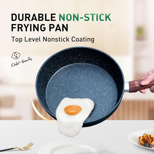 Pots and Pans Set, 12 Piece Blue Kitchen Cookware Sets Nonstick | Induction Compatible, Granite Pans Set for Cooking, 100% PFOA & PFAS Free Non-Toxic, Easy to Clean, Even Heating4