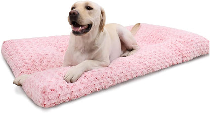 KSIIA Washable Dog Bed Deluxe Plush Dog Crate Beds Comfy Kennel Pad Anti-Slip Pet Sleeping Mat for Large, Jumbo, Medium, Small Dogs Breeds, 35" X 23", Gray7