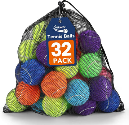 FURWEY Tennis Balls for Dogs 16 Pack,2.5 Inches,Durable and Non-Toxic Dog Toys Balls with Mesh Bag,Colorful Fetch Toys Balls for Pet Dog (Non Squeaky)11