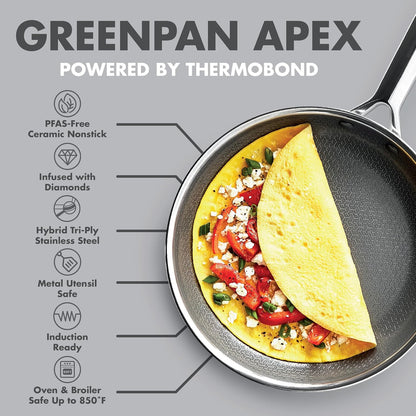 Hybrid 8" Stainless Steel Frying Pan, Ceramic Nonstick Skillet | APEX Tri-Ply Pan, Pfas-Free Thermobond Nonstick, Induction & All Cooktop Compatible, Dishwasher & Oven Safe to 850F, Silver4
