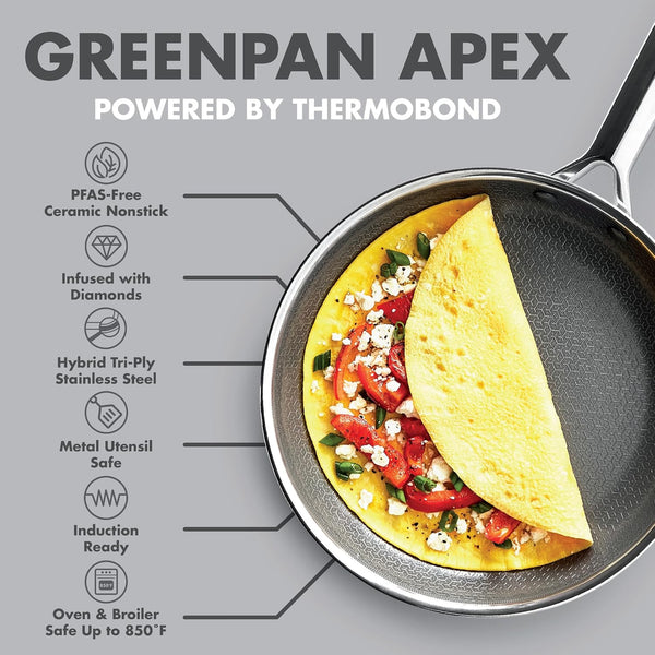 Hybrid 8" Stainless Steel Frying Pan, Ceramic Nonstick Skillet | APEX Tri-Ply Pan, Pfas-Free Thermobond Nonstick, Induction & All Cooktop Compatible, Dishwasher & Oven Safe to 850F, Silver4