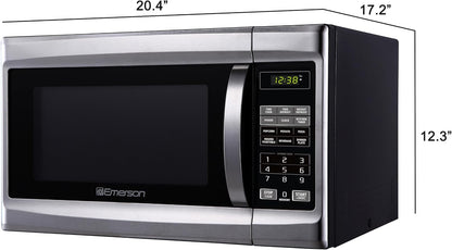 MW1338SB Countertop Microwave Oven, 6 Pre-Programmed Settings, Removable Glass Turntable, Child Safety Lock, 1.3 Cu Ft, 1000W, Stainless Steel3