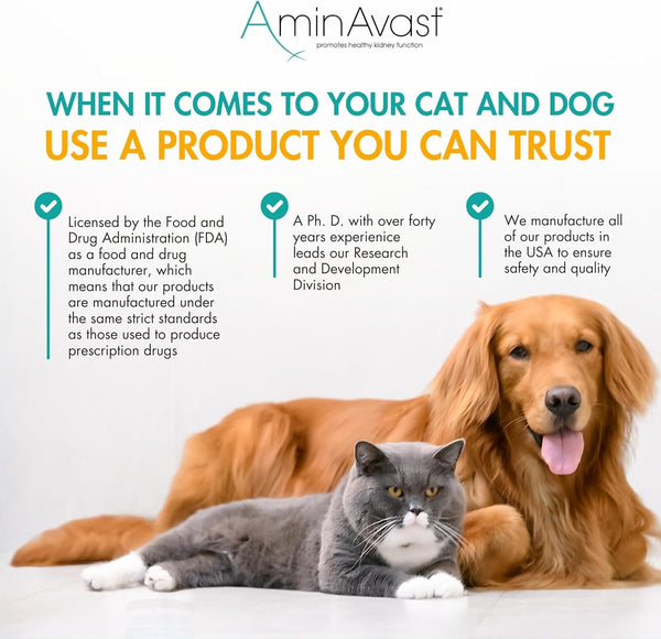 Aminavast 300Mg Kidney Support for Cats & Small Dogs, 60 Sprinkle Capsules | Feed Directly or Open Capsules & Mix with Food, Amino Acid and Peptide Blend for Cats and Small Dogs up to 20Lb6