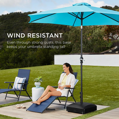 Best Choice Products 123Lb Capacity Fillable Mobile Umbrella Base Heavy Duty Market Stand for Patio, Deck, Poolside W/ 4 Wheels, 2 Locks, 2 Knobs, Wind-Resistant Design - Black3