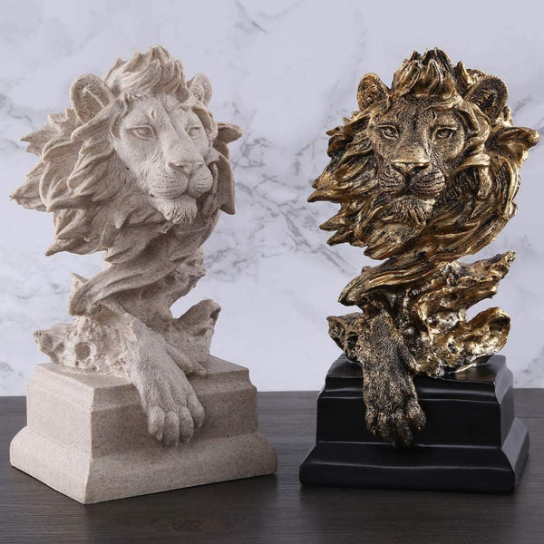 Sandstone Lion Statue, the King of Beast, Collectible Figurines, Golden | Statue Decoration for Home/Study/Living Room, Great Collectible Figurines, Best Gift for the Man, Golden Color (HH17-D2)6