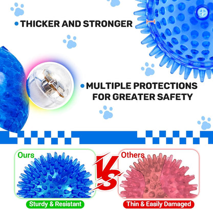 6 Pack 2.5" Light up Squeaky Dog Balls, Spiky Dog Toy Balls for Puppy Small,Medium Dogs4