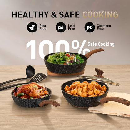 12 Piece Pots and Pans Set, Induction Kitchen Cookware Sets | Black Granite Nonstick Pans Set for Cooking, 100% PFOA & PFAS Free Non-Toxic, Easy to Clean6