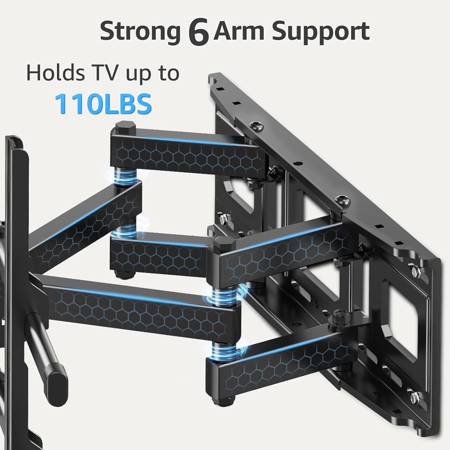 full-motion-tv-wall-mount-for-most-40-85-inch-flat-tvs-up-to-110-lbs-wall-mount-bracket-with-dual-articulating-arms-tilt-level-swivel-tv-mount-fits-12-16-wood-stud-max-vesa-600x400mm