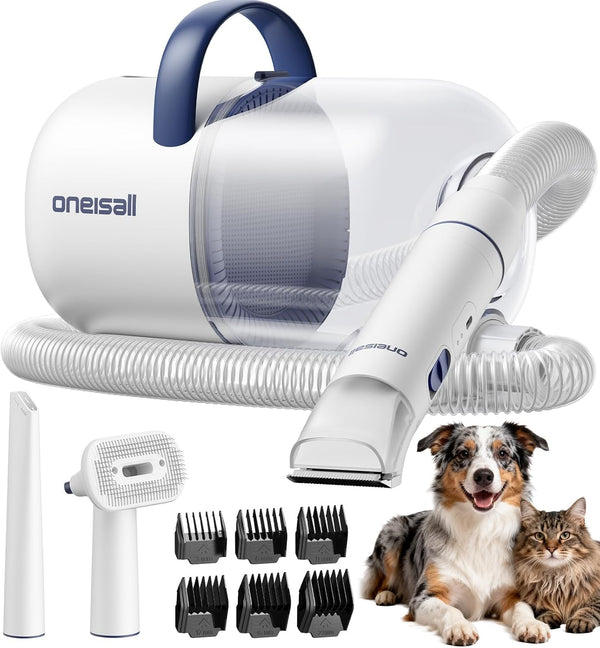 Oneisall Dog Grooming Vacuum - 15000Pa Suction, Captures 99% Pet Hair to Reduce Shedding, Dog Grooming Clippers & Quiet Brush (≤59Db) with 4 Accessories, 2L Dust Canister for Home Cleaning1
