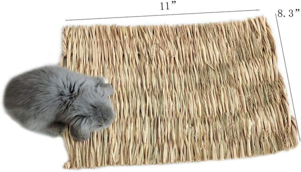 Hamiledyi Grass Mat Woven Bed Mat for Small Animal Bunny Bedding Nest Chew Toy Bed Play Toy for Guinea Pig Parrot Rabbit Hamster Rat(Pack of 3)2
