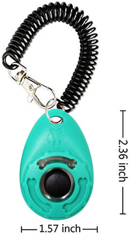 OYEFLY Dog Training Clicker with Wrist Strap Durable Lightweight Easy to Use, Pet Training Clicker for Cats Puppy Birds Horses. Perfect for Behavioral Training 2-Pack (Black and Water Lake Blue)3