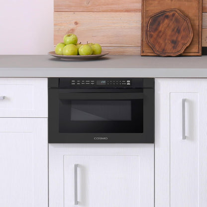 24 In. Haven Collection 1.2 Cu. Ft. Built-In Microwave Drawer, Matte Black |  COS-12MWDBK Touch Controls, 11 Power Levels, 1000W, Child Lock Function, Defrost Functions, Automatic Presets2