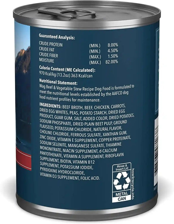 Amazon Brand - Wag Stew Canned Dog Food, Beef & Vegetable Recipe, 13.2 Oz Can (Pack of 12)7