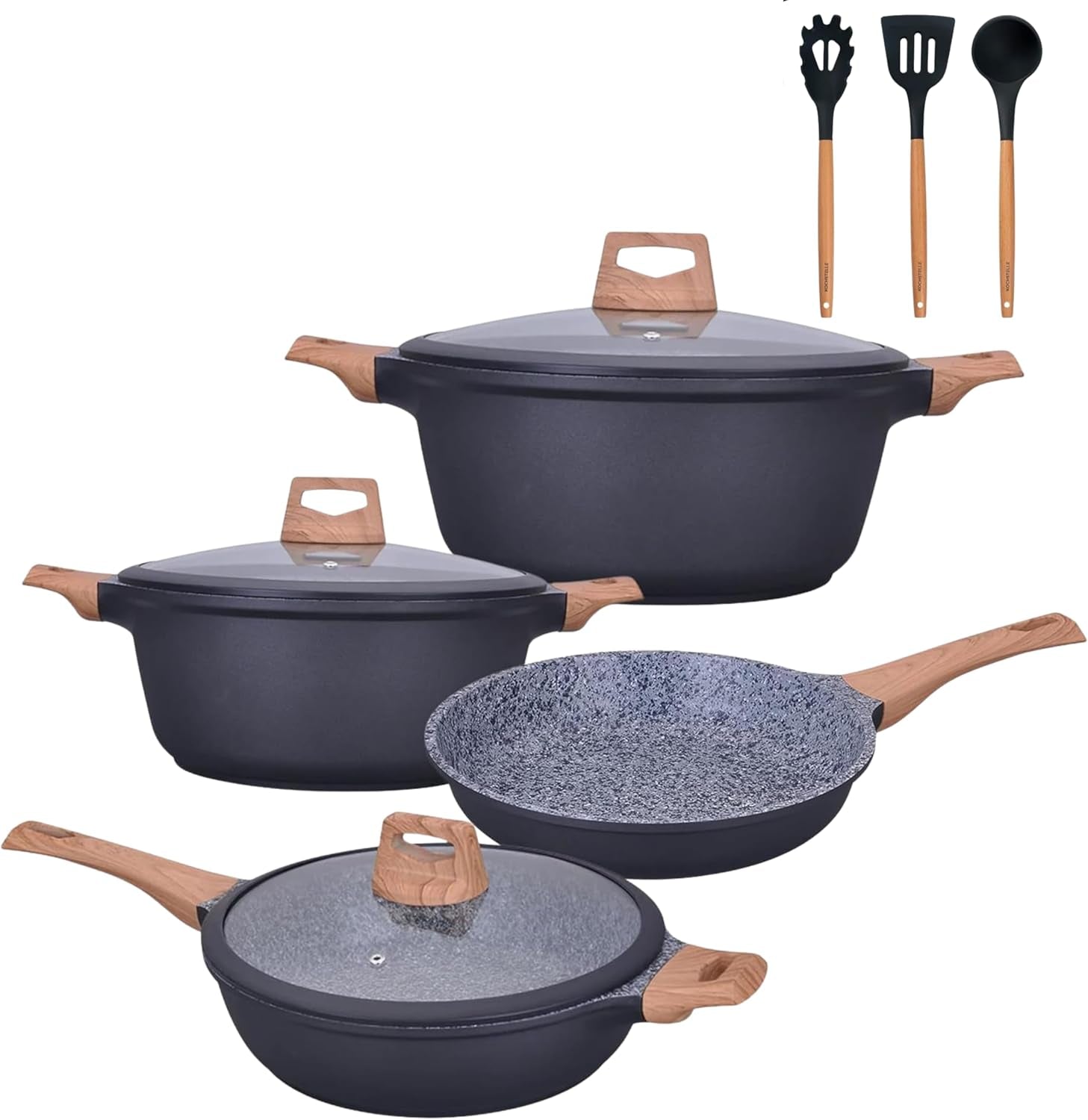 10pcs-pots-and-pans-set-nonstick-with-wood-handles-granite-cookware-set-frying-pan-saucepan-and-3-cooking-utensils