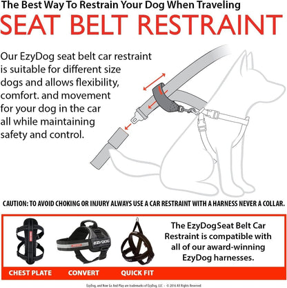 Ezydog Universal Dog Seat Belt Restraint for Cars | Attaches to Your Car'S Seat Belts, Keeps Dog in Place, Dog Can Sit or Lay, Just Fasten to D-Ring on Your Ezydog Harness2