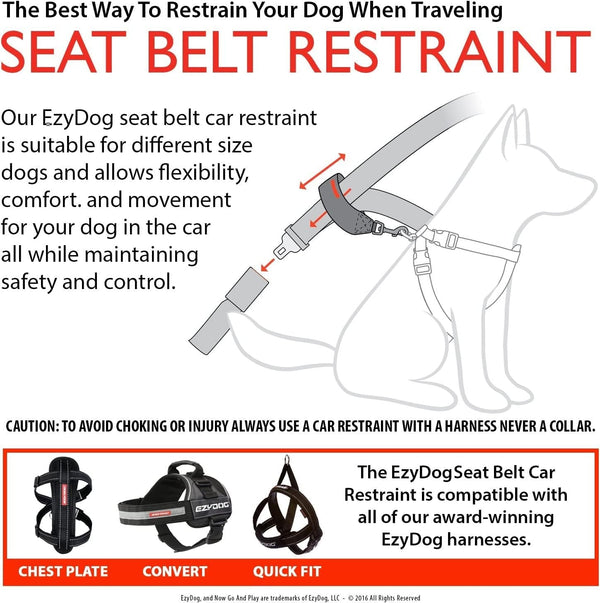 Ezydog Universal Dog Seat Belt Restraint for Cars | Attaches to Your Car'S Seat Belts, Keeps Dog in Place, Dog Can Sit or Lay, Just Fasten to D-Ring on Your Ezydog Harness2