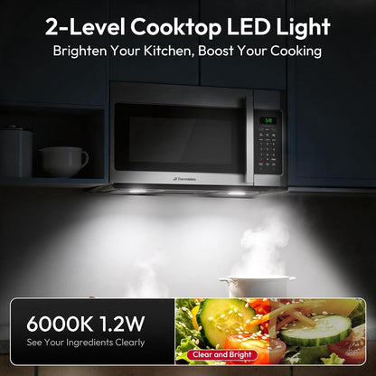 30" Over-The-Range Convection Microwave Oven Combo, 2-In-1 over the Stove Microwave & Oven, 1.5 Cu.Ft, One-Touch Cook, 300 CFM Exhaust Vent & LED Light for Kitchen & RV4