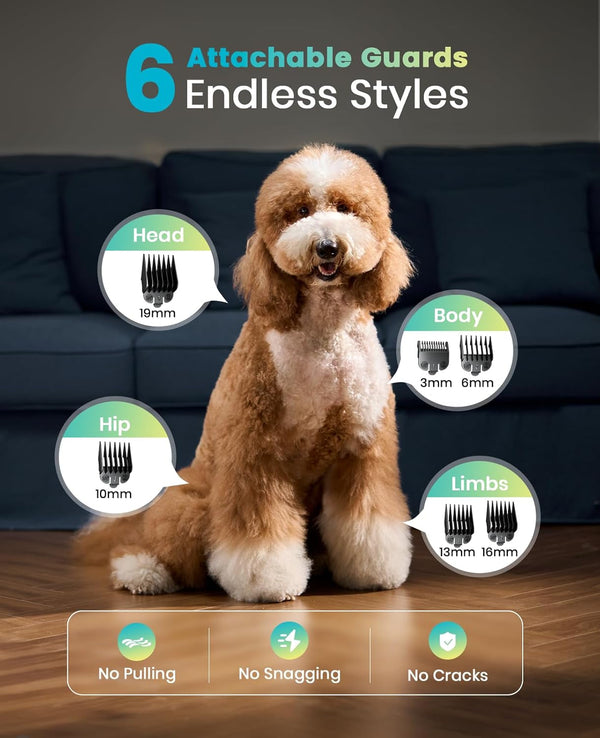 Oneisall PC18 Dog Clippers for Grooming for Thick Coat | 6800 RPM High-Speed, Detachable Stainless Steel Blades,4 Hours of Battery Life, Dog Shaver for Thick/Matted/Knotted/Hair6