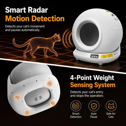 Self-Cleaning Cat Litter Box, App Control 78L Auto, Includes Step Pedal | Low 6.3" Entry, Fits Multiple Cats, Anti-Pinch Safety Sensors, No-Scoop Disposal, Weight Monitor, Free Step Pedal3