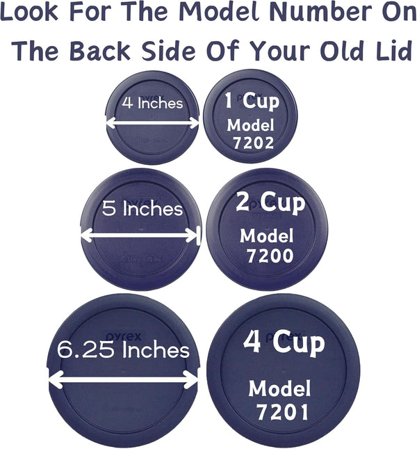 6 Piece Blue Food Storage Lid Set - Made in USA | Bpa-Free Plastic | round Shapes | Fits 7202 | 7200 & 7201 Glass Bowls | Dishwasher Safe5