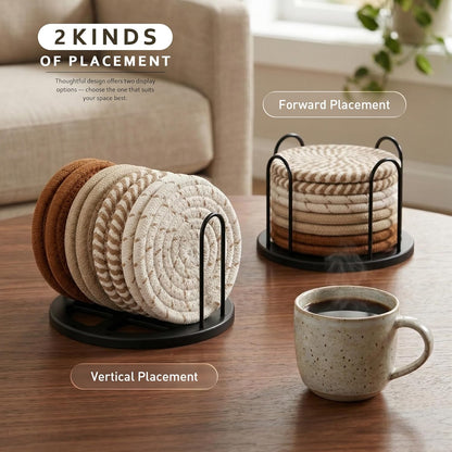 Coasters Set of 8 for Drinks, 4 Inch Large Coasters for Coffee Table, Tabletop Protection for Hot & Cold Drinks, Versatile Coasters for Home Decor, Non-Slip & Easy to Clean, Coffee6