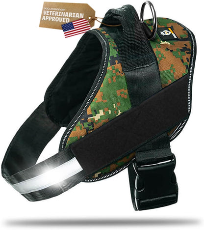 DOGGYKINGDOM No Choke Dog Harness with Handle and Patch Panels, Adjustable Reflective Dog Vest for Small Sized Dog, Blue, S22