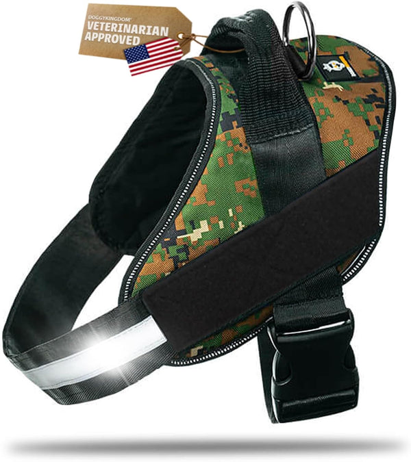 DOGGYKINGDOM No Choke Dog Harness with Handle and Patch Panels, Adjustable Reflective Dog Vest for Small Sized Dog, Blue, S22