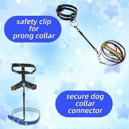 2Pcs Reflective Nylon Dog Collar Clips, Double-Ended Backup | Small Medium Dog Collar Safety Clasp Clip Adjustable Harness Connector for Pet Puppies, Black4