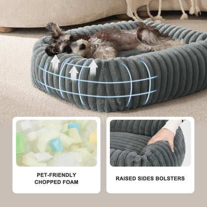 FURTIME Dog Bed for Small Dogs, Cat Beds for Indoor Cats Washable, Orthopedic Rectangle Soft Calming Puppy Bed with Removable Cover, Durable Pet Cuddler with Anti-Slip Bottom, Grey, S (20"X19"X6")3