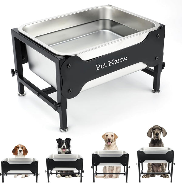 3 Gallon Elevated Dog Water Bowl, Raised Stand for Large Dogs | 4 Adjustable Heights, 9.65-15.16 in Stand, 3 Gallon Bowl, 14 X 10.6 X 5.9 in Size, Indoor Outdoor Use, Easy to Clean10
