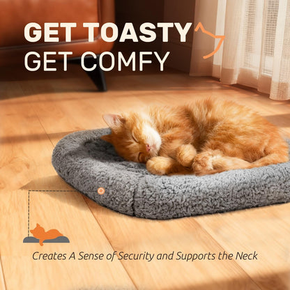 Mora Pets Self Warming Cat Bed Self Heating Pet Pad with Bolster and Foam Washable Removable Cover Non Slip Thermal Sherpa Fabric Pet Mat Grey 23 Inch5